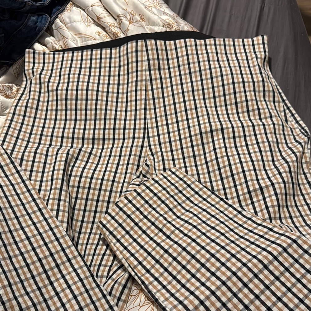 a new day Plaid Straight Leg Pants - Black, Brown, White